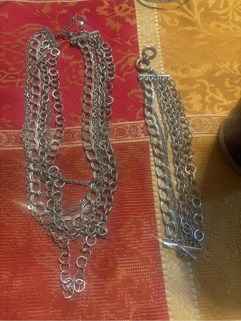 Premier Designs Chain Reaction Silver Layered Necklace & Bracelet